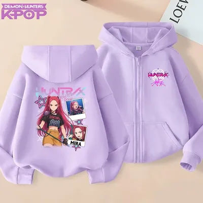 Zip Up Sweatshirts Kpop Demon Hunters Hoodie Children Clothes Kid Girls Boys Sweatshirt Sajaboys Zipper Hoody Baby Casual Tops