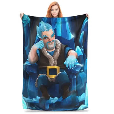 Couverture Ice Wizard C-Clashs R-Royales, couverture chaude et douce en peluche imprimée pour chambre d'enfant, couvre-lit en flanelle