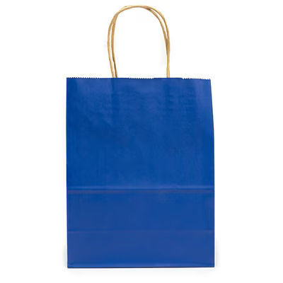 Blue Paper Merchandise Handle Bags 8 1/4" x 4 5/16" x 10 5/8" 50 Pack GMB5BL