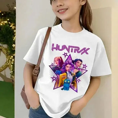 Été enfant en bas âge fille vêtements Kpop chasseurs de démons dessin animé enfants T-shirt drôle cadeau Fans Harajuku Cool enfants T-shirt couverture en coton