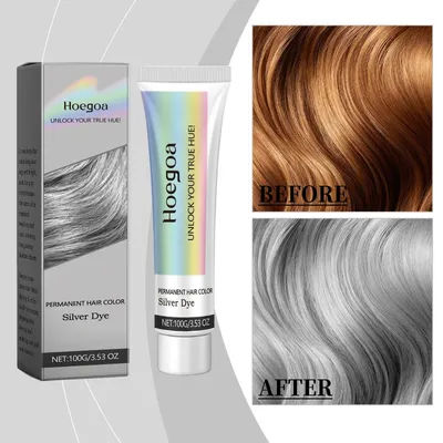 Gray Hair Dye Cream - Long Lasting Silver Color With Plant Extracts, Nourishing Formula, Covers White Hair, Gentle & Easy To Use