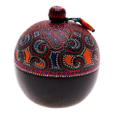 'Hand-Painted Red Mango Wood Decorative Box from Thailand'
