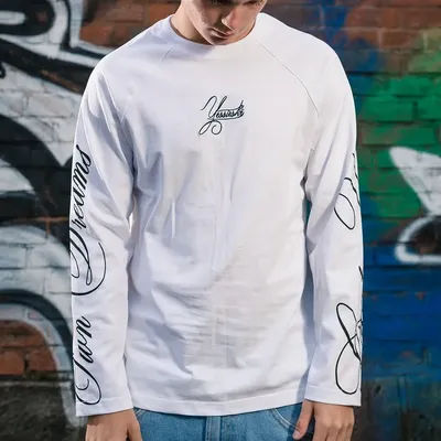 T-Shirt à manches longues pour hommes, ample et décontracté, Style américain, col rond, lettre imprimée, haut bloc de couleur, automne