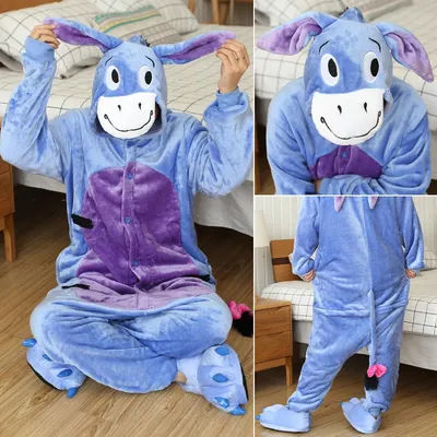 Kigurumi Donkey Cartoon Pajamas Onesies For Adults Women Men Animal Pyjamas Jumpsuits Christmas Halloween Cosplay Party Costumes