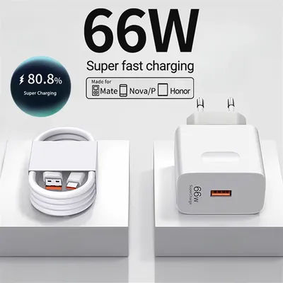 Chargeur USB 66W, charge Super rapide pour adaptateur de téléphone, câble de Type C 6A pour Huawei Honor Magic Xiaomi Samsung, prise ue/US