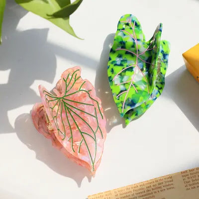 Muweordy Simulation Colorful Tropical Leaf Hair Claw Monstera Leaves Claw Clips Plant Crab Hair Clips Hair Accessories for Girls