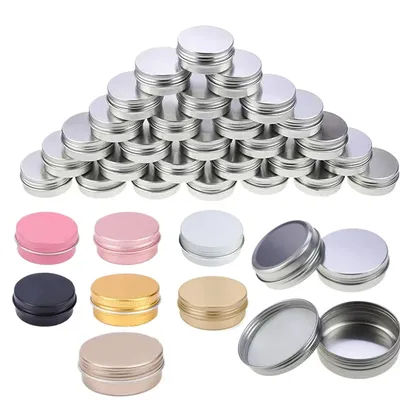 50Pcs 5g-60g Mini Protable Aluminum Tin Jars Refillable Creams Jar Travel Sample Containers Bottle For Cosmetic Lip Balm Candles