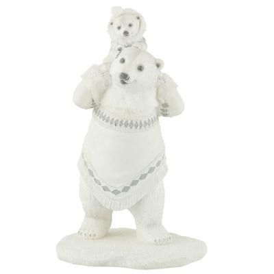 Orso di Natale in resina bianco 14x19x31 cm
