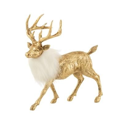 Renna di Natale in resina dorata 10x21x23 cm