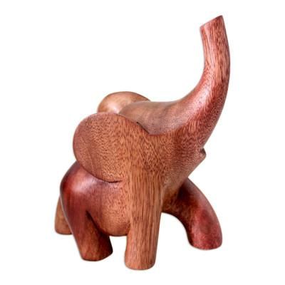 Wood sculpture, 'Elephant Strut' - Hand Made Indonesian Wood Sculpture