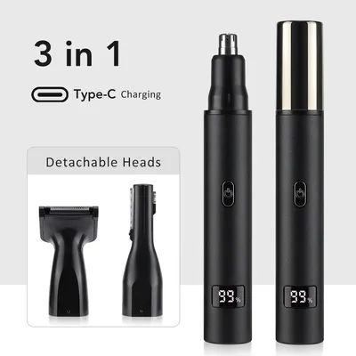 New 3 in 1 Electric Rechargeable Nose Ear Hair Trimmer for Men Painless Sideburns Eyebrows Beard Hair Clipper Shaver ﻿