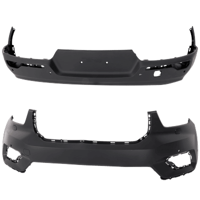 Replacement Bumper Cover Front - Primed, Rear Textured, & Rear, 1-year unlimited-mileage warranty SET-RV01030057P-A