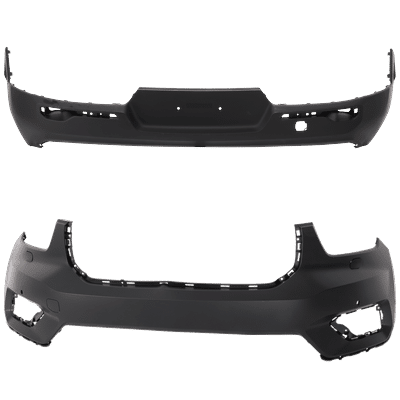 Replacement Bumper Cover Front - Primed, Rear Textured, & Rear, 1-year unlimited-mileage warranty SET-RV01030057P-C