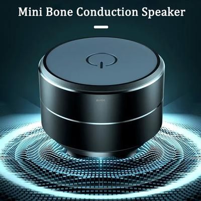 Portable Mini Bone Conduction Speaker Vibration Stereo Audio, TWS Wireless Bluetooth, Digital Metal Speaker black