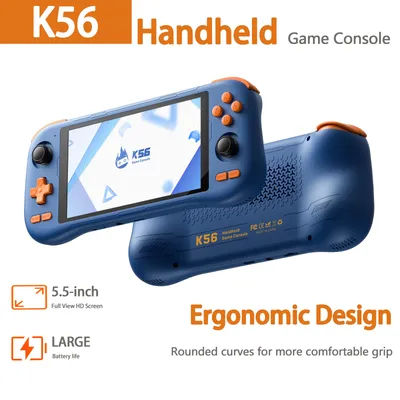 K56 Retro Handheld Game Console 5.5 Inch Touchscreen, Android 14 System, 5000mAh Large Rechargeable Li-battery Best Gift