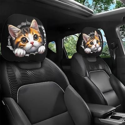 2 pezzi di copri poggiatesta per auto a forma di animale - design stampato su entrambi i lati, protezioni elastiche non imbottite per sedili auto, decorazioni antigraffio per poggiatesta per auto,