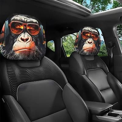 2 pezzi di copri poggiatesta per auto a forma di animale - design stampato su entrambi i lati, protezioni elastiche non imbottite per sedili auto, decorazioni antigraffio per poggiatesta per auto,