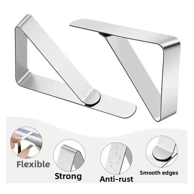 Pinces à nappe coupe-vent en acier inoxydable, 6/12 pièces, pour pique-nique en plein air, fête de Restaurant, tenir en toute sécurité, couverture de Table antidérapante