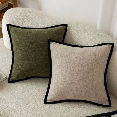 Taie d'oreiller de Style médiéval français, bordure noire, housse de coussin rétro verte, décor de canapé de salon de Style américain, housse de coussin de taille