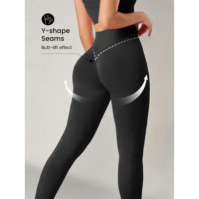 Women's Seamless Knit High-Waisted Yoga Leggings - Quick-Dry Breathable, Tummy-Control, Peach Butt-Lifting for Running/Training