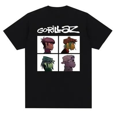 Music Band Gorillazs Punk Rock Print T Shirt 90s Casual Fashion Short Sleeve T Shirt Unisex Harajuku Kawaii T-shirt Y2K Clothing