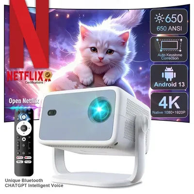 TP350 Projector Smart Native 1080P Free-Style Projection High-quality Android 13 OS 650 ANSI with Netflix,Christmas Decorations