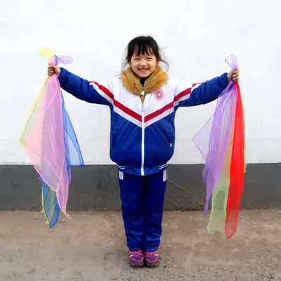 60*60cm Gymnastics Scarves Colored Sensory Scarves Rainbow Gauze Baby Juggling Dance Gymnastics Ballet Colored Gym Dance Gauze