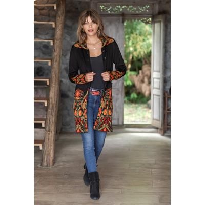 'Spring-Themed Floral 100% Baby Alpaca Coat Woven in Peru'