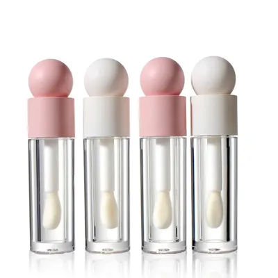 10/30/50pcs 5ml Lip Gloss Tube Large Brush Head Matte Pink Clear Thick Rod Bottle Makeup Mud Packaging Empty Cosmetic Material