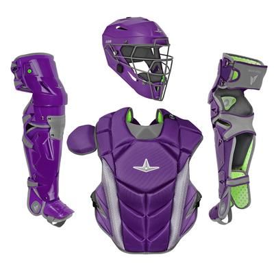 All Star MVP-Pro NOCSAE Certified Intermediate Baseball Catcher's Set Purple/Graphite