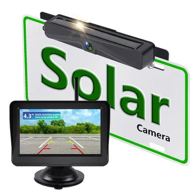 Solar-Powered Wireless Backup Camera 3-Minute DIY Installation Battery-Powered 4.3-Inch Backup Imaging System
