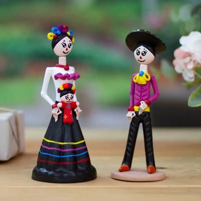 'Hand-Painted 2-Piece Folk Art-Themed Couple Sculpture Set'
