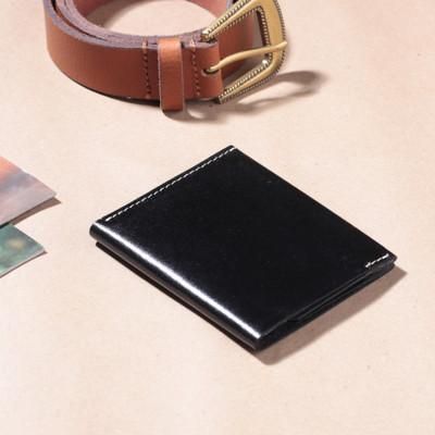 'Men's 100% Leather Bi-Fold Card Holder Wallet in Jet Black'
