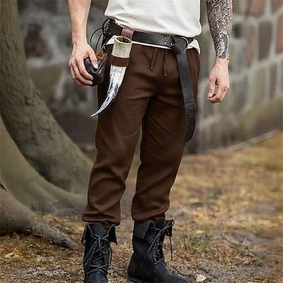 Medievale Rinascimento Pantaloni da pirata Pirata Vichingo Tinta unica Costume Per uomo Vichingo Costumi da pirata Halloween Carnevale Vacanza Festa / Sera LARP Adulti Pantaloni Primavera Estate