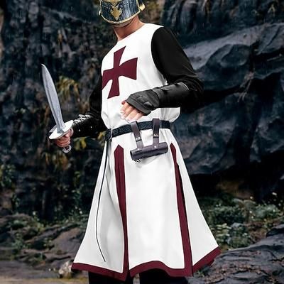 Retrò Vintage Medievale 17° secolo Mascherata Tunica Cavaliere Vichingo Crociato Costume Per uomo Vichingo Fantasia Mascherata Festa / Sera Adulti Body / Tutina