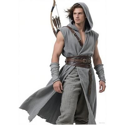Retrò Vintage Medievale Rinascimento Gilet Tunica Guerriero Vichingo Costume Per uomo Vichingo Halloween Carnevale Performance Feste LARP Adulti Cintura Tutte le stagioni