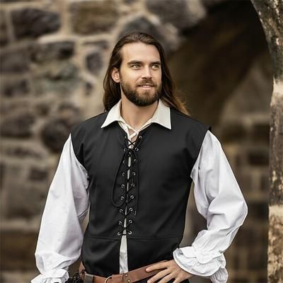 Retrò Vintage Medievale Gilet Pirata Vichingo Ranger Elfico Costume Per uomo Celtico Costumi da pirata Halloween Carnevale Feste LARP Adulti Gilet Tutte le stagioni
