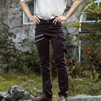 pantaloni da uomo retrò vintage punk costume da uomo gotico medievale del 17 ° secolo in maschera vintage cosplay pantaloni casual quotidiani mascherati