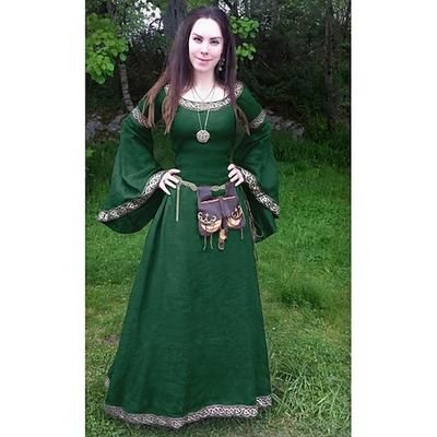 Classico Senza Tempo Medievale Abito da cocktail Lunghezza alla caviglia Vestito Abito da Ballo Abito Tunica Vichingo Straniero Taglie Forti Elfico Girocollo Costume Per donna Femminile Celtico