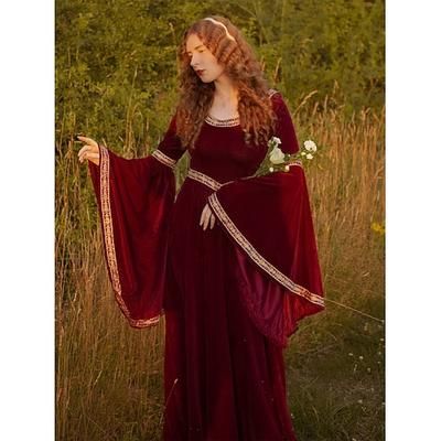 Retrò Vintage Medievale Rinascimento Vestito Strega Vichingo Straniero Streghe Elfico Costume Per donna Ragazze Celtico Reale Notte di Valpurga Halloween Carnevale Mascherata Festa / Sera Bambini