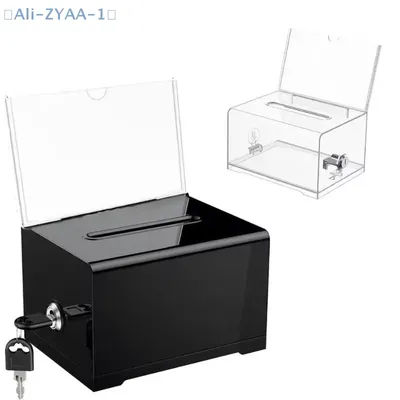 【ZYAA-1】Plastic Container With Lock And Sign Holder Suggestion Box Acrylic Solid Ballot Box Durable Tip Jar Voting