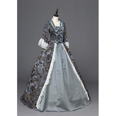 Vintage Rococò Vittoriano Maxi Vestito Costume da festa Mascherata Normale A sbuffo Principessa Cenerentola Shakespeare Pizzo Fiocco Principessa Collo quadrato Costume Per donna Ragazze Halloween