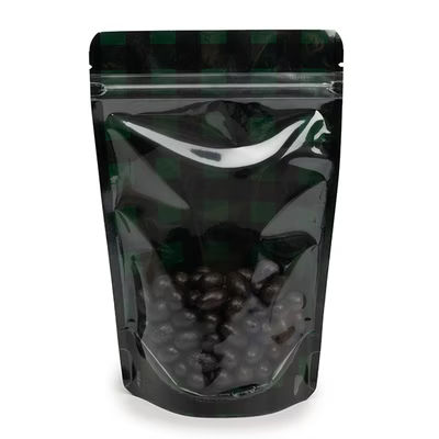 Kraft Stand Up Zipper Pouch w/ Hunter Green Plaid 5 1/8" x 3 1/8" x 8 1/8" 25 Pack ZBGSW3GP