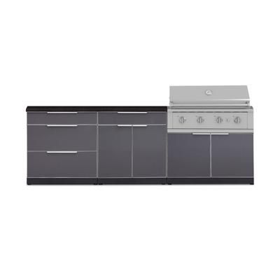 NewAge Outdoor Kitchens Aluminum 5-Piece Cabinet Set With 3 Drawer, Bar, Grill Cabinet, Performance Grill and Countertop