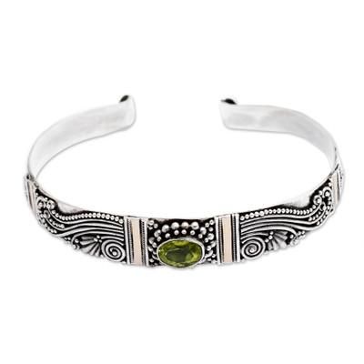 Peridot cuff bracelet, 'Paradise'