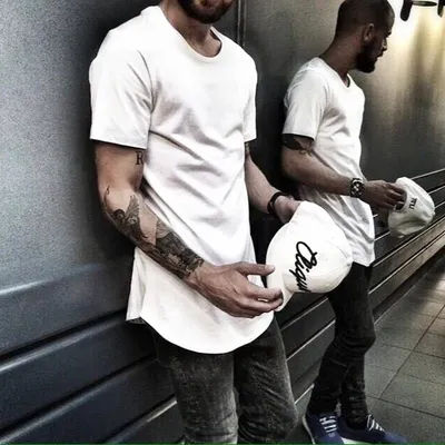 T-shirt Homme 2026 MRMT High Street à Ourlet Arqué, Coton de Haute Qualité, Coupe Longue et Oversize, Hauts et T-shirts pour Homme