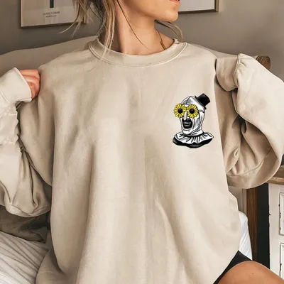 Funny Art The Clown with Glasses Sweatshirt Halloween Horror Movie Terrifier Shirt Creepy Slasher Film Hoodie Trendy Sweatshirt