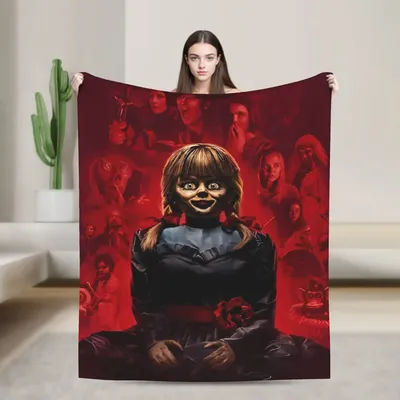 The Conjuring Red Annabelle Photo Flannel Blanket Warm Soft Throw Blanket for Couch Chair Travel Office Bedspread Sofa Bed Cover