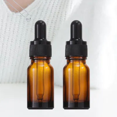 2pcs 10ml 15ml 20ml 30ml Cosmetics Amber Dropper Glass Bottles Cute Essential Oil Bottles with Eye Dropper for Perfume