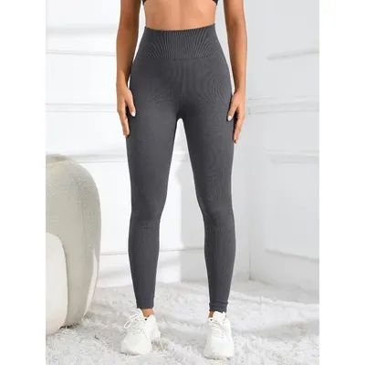 High Waisted Seamless Yoga Leggings Ribbed Sportswear Tights Fitness Apparel for Women Gym and Casual Wear for Fall & Winter
